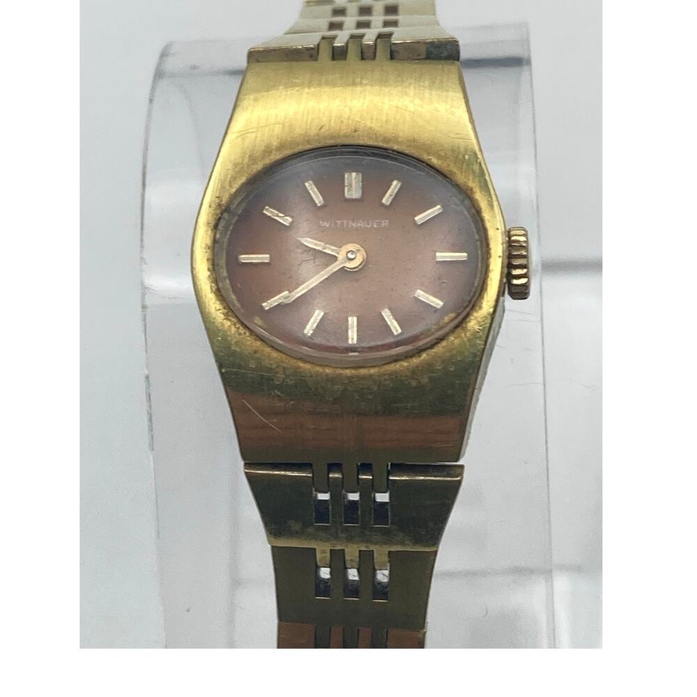 VTG Wittnauer Mechanical Wind Up Women's Watch 19mm Unique Stretch Latch - Works